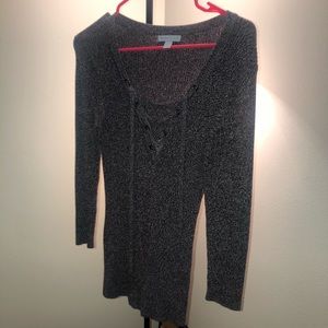 Purple and white sweater